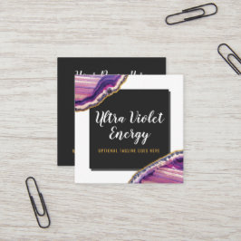 Geode Agate Slice Gemstone Ultra Violet Lila Fyrkantigt Visitkort