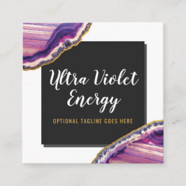 Geode Agate Slice Gemstone Ultra Violet Lila Fyrkantigt Visitkort