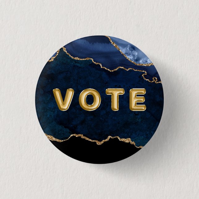Geode Blue Gilded Vote Knapp (Framsida)