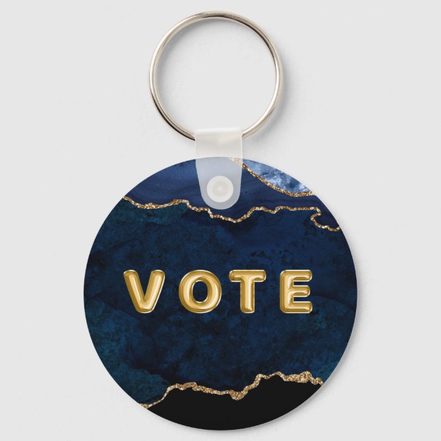 Geode Blue Gilded Vote Nyckelring (Framsida)
