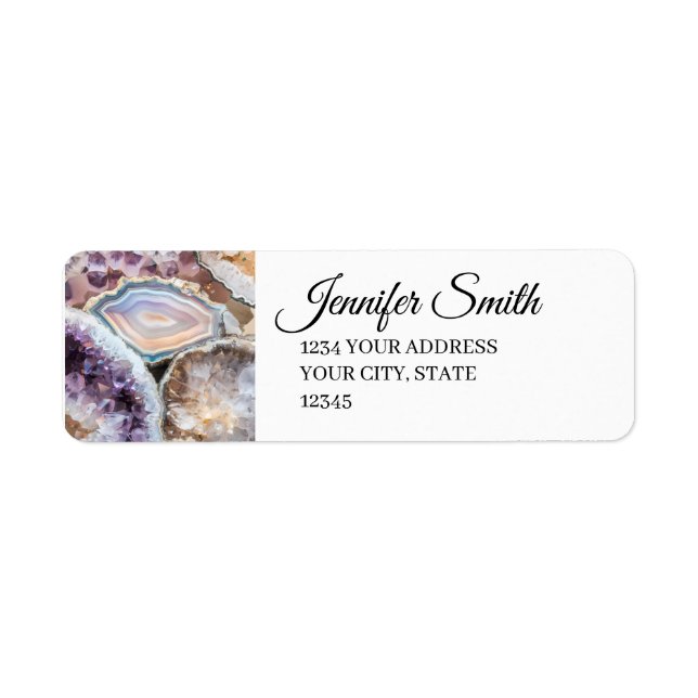 Geode Crystal Bröllop Returadressetiketter Returadress Etikett (Framsidan)