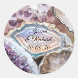 Geode Crystal Bröllops Personlig Klistermärke