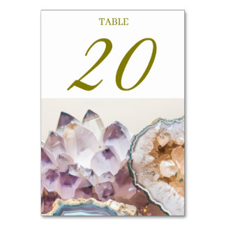 Geode Crystal Bröllopsbordskort Bordsnummer