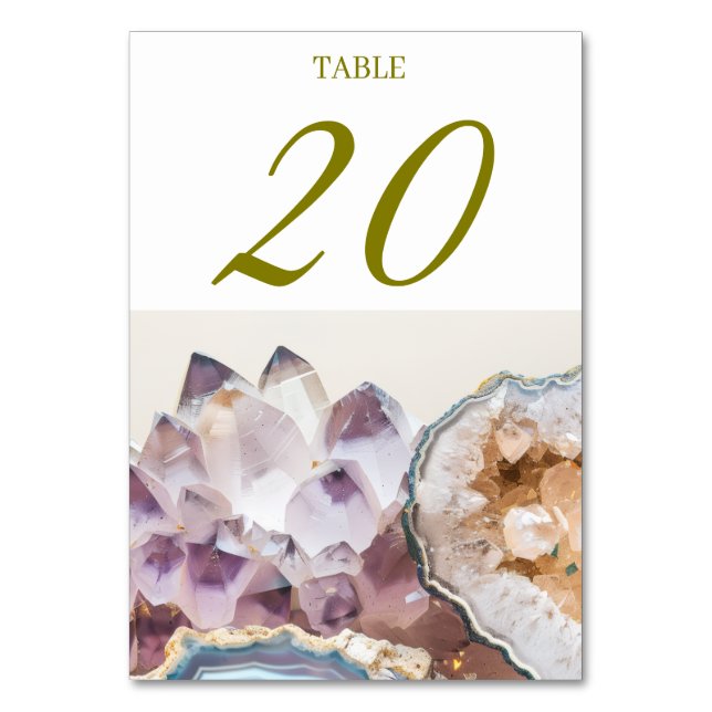 Geode Crystal Bröllopsbordskort Bordsnummer (Framsidan)