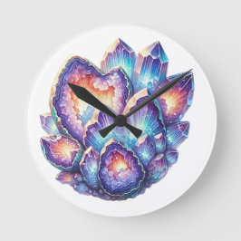 Geode Crystal Cluster Rund Klocka