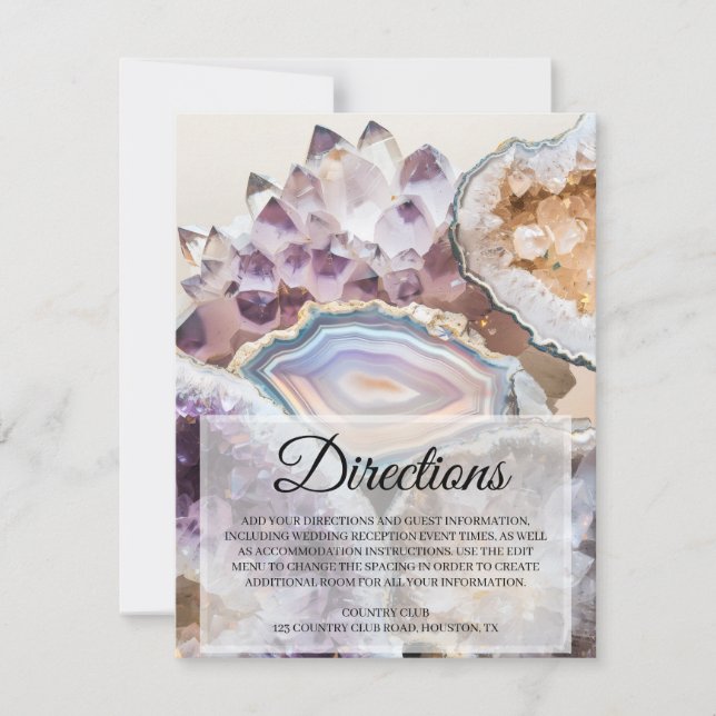 Geode Crystal Wedding Directions Insert Card Inbjudningar (Framsida)
