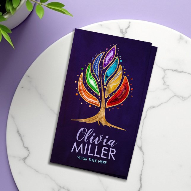 Geode Crystals Chakras Träd Visitkort (Skapare uppladdad)