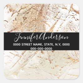 Geode faux guld elfenben struktur utseende chic fyrkantigt klistermärke