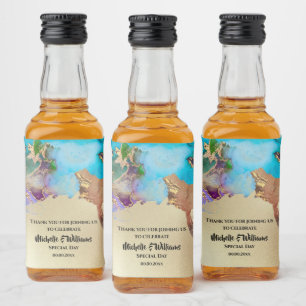 Geode faux guld vattencolor peacock agate chic spritflaskor etikett