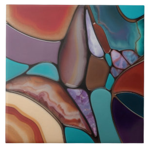 Geode - Faux Stached Glass Mosaic Abstrakt Art Kakelplatta