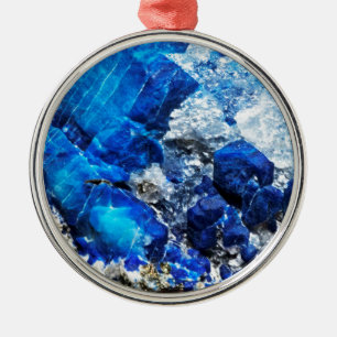 Geode för ljusa Aquablått mineralisk sten Julgransprydnad Metall