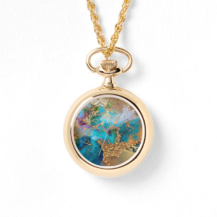 Geode fredsock färger faux guld blue agate marmor armbandsur