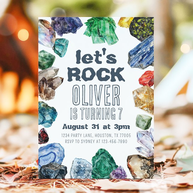 Geode Gem Gräver Party vid födelsedagsinbjudan Inbjudningar (Skapare uppladdad)