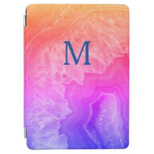 Geode Gemstone Agate Monogram Initialer Rosa Blue iPad Air Skydd