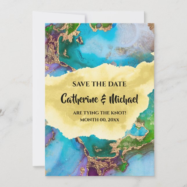 Geode modern faux guld abstrakt gemstone-pjäs julkort (Framsida)