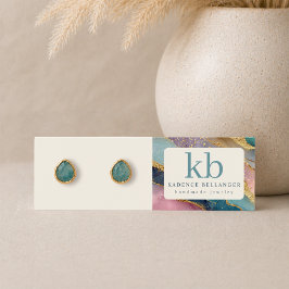 Geode Mönster Monogram örhänge Mini Displaykort Litet Visitkort