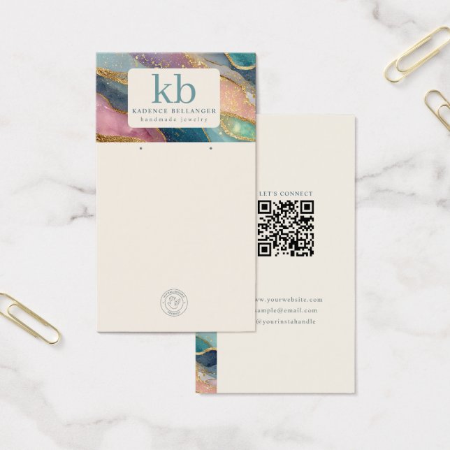 Geode Pattern Monogram Jewelry Display Cards Visitkort (Kontor)