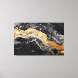 Geode Print in Black Guld Grått Goede Wall Art Canvastryck