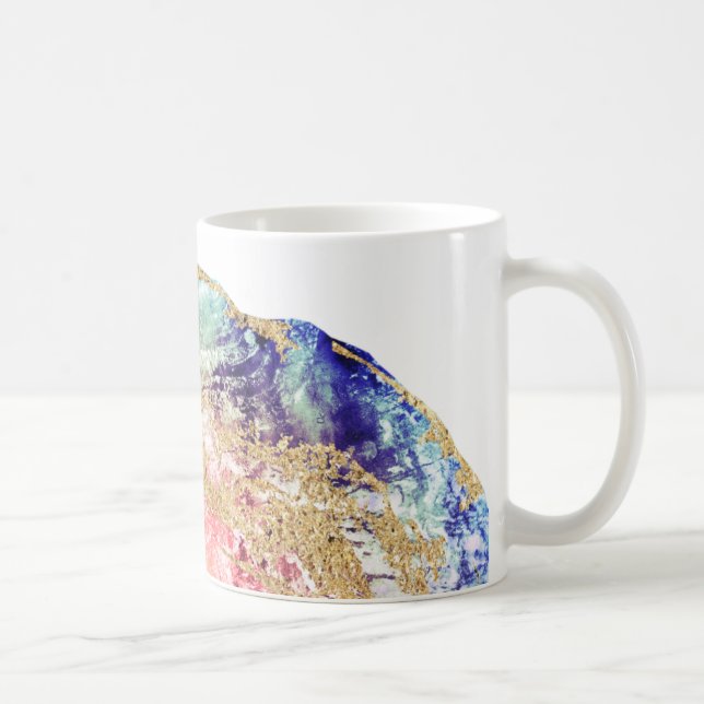 *~* Geode Watercolor Agate Guld Glitter Sten Kaffemugg (Höger)