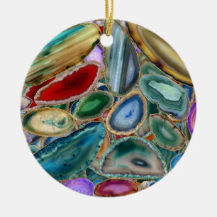 Geodes crystal mönster - Multifärgad Julgransprydnad Keramik