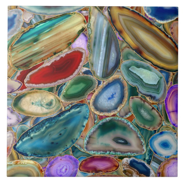 Geodes crystal mönster - Multifärgad Kakelplatta (Framsidan)