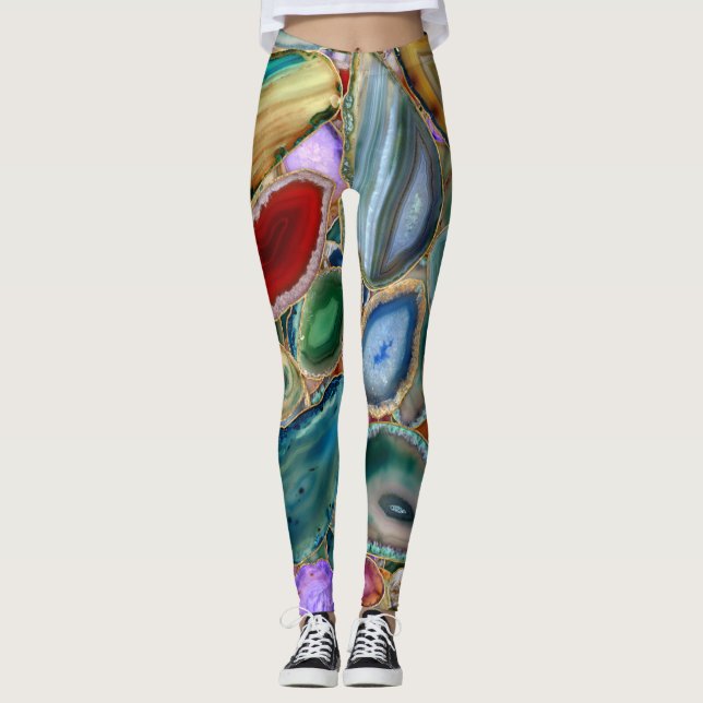 Geodes crystal mönster - Multifärgad Leggings (Framsida)