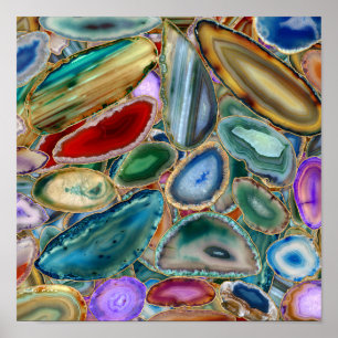 Geodes crystal mönster - Multifärgad Poster