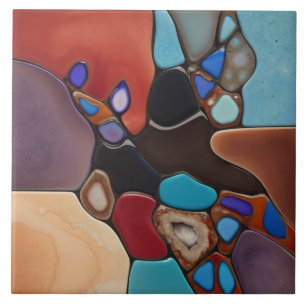 Geodes - Faux Stached Glass Mosaic Abstrakt Art Kakelplatta