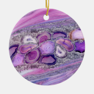 Geodes kristallflöde - Lila och Violet Julgransprydnad Keramik