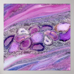 Geodes kristallflöde - Lila och Violet Poster