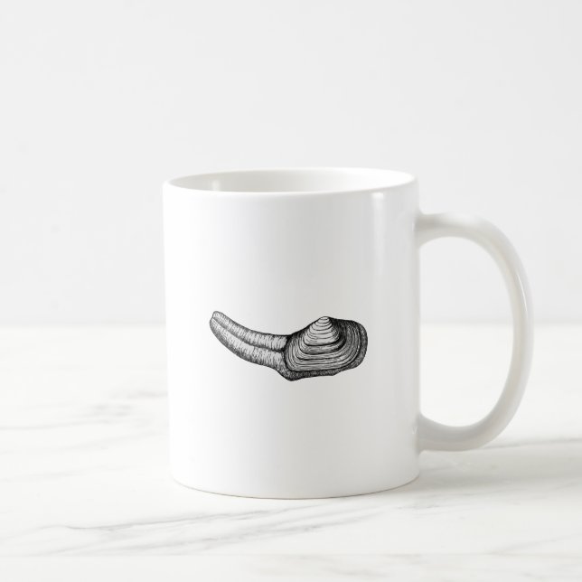 Geoduck mussla (den svartvita illustrationen) kaffemugg (Höger)