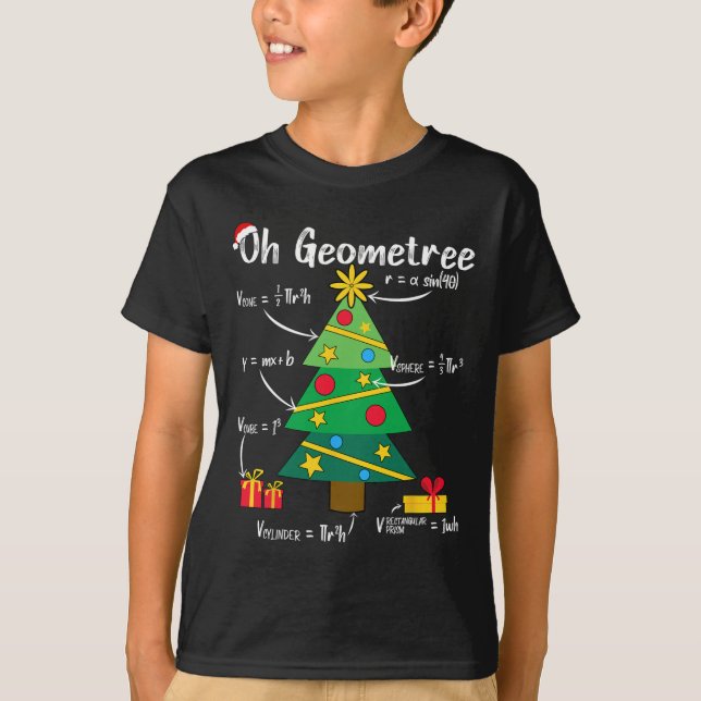 Geogeometri för julgran-matematik för roligt t shirt (Framsida)