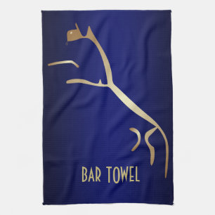 Geoglyph Pub Towel Blue och Guld Uffington Horse Kökshandduk