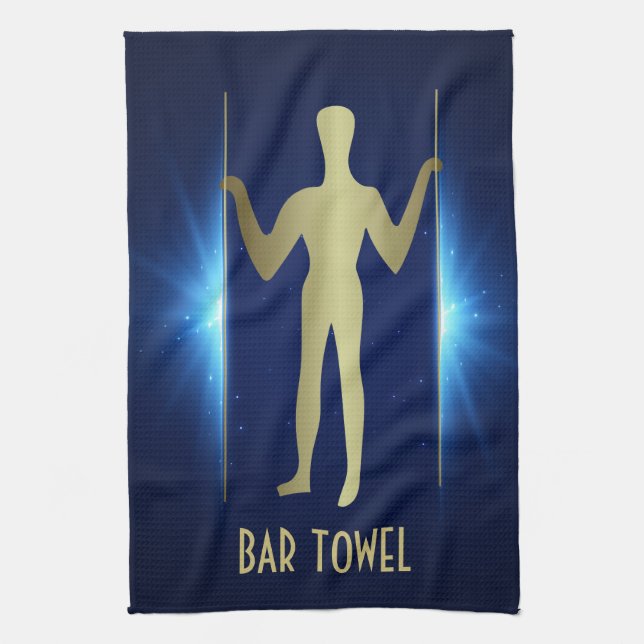 Geoglyph Pub Towel Guld Long Man Ancient Utomjordi Kökshandduk (Vertikal)