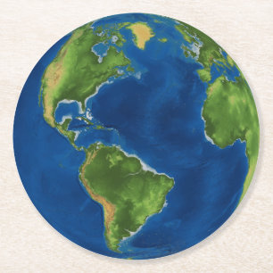 Geografi av Watercolor Earth globe geography 3D il Underlägg Papper Rund