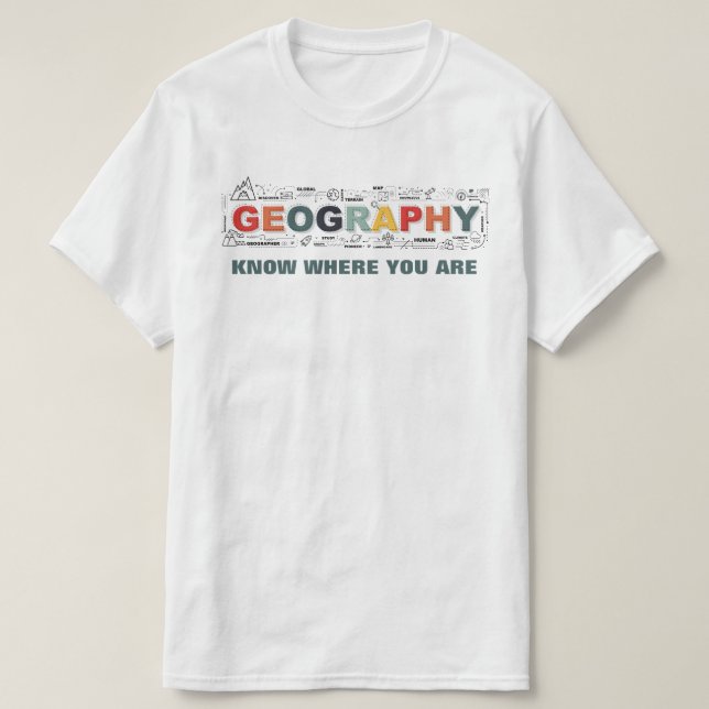 Geografi - känn var du är t shirt (Design framsida)