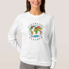 Geografi lärare text med färgrik Globe Grafik T Shirt