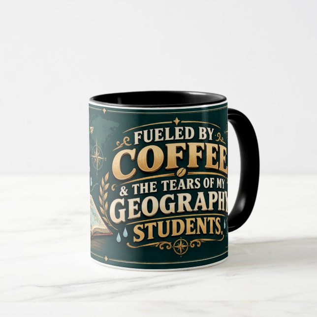 Geografilärarens mugg: Kaffe, tårar & kartlektione Mugg (Framsida höger)
