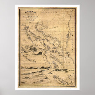 Geografisk Nicaragua karta 1855 Poster