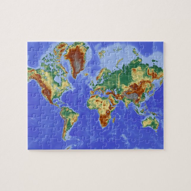 Geografiska världsatlas-Karta-kontinenter Pussel (Horisontell)