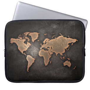 Geografiskt brunt läder i världskartan laptop fodral