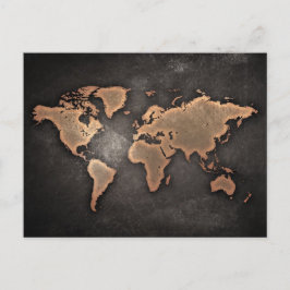 Geografiskt brunt läder i världskartan vykort