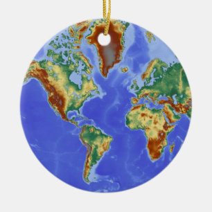 Geografiskt Internationell i Karta Julgransprydnad Keramik