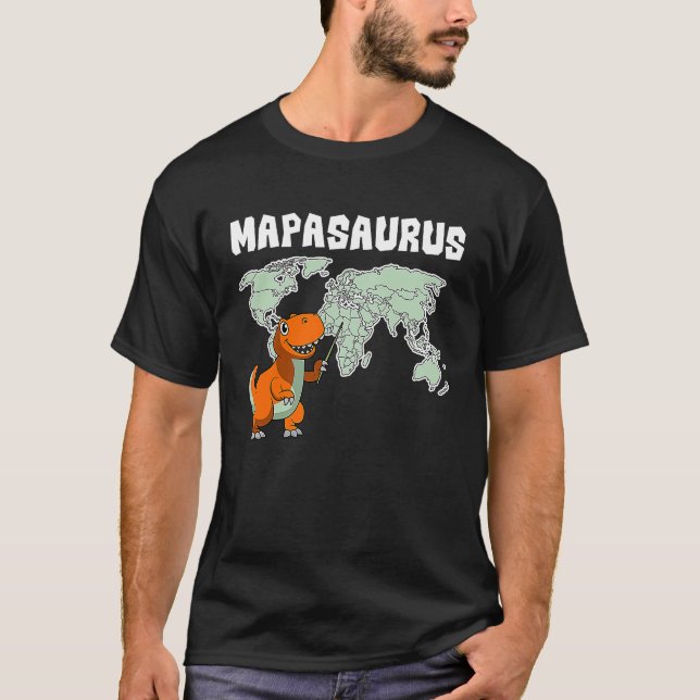 GeograPher World Map Rex Dinosaur Cartographer Geo T Shirt (Framsida)