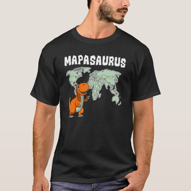 GeograPher World Map Rex Dinosaur Cartographer Geo T Shirt (Framsida)