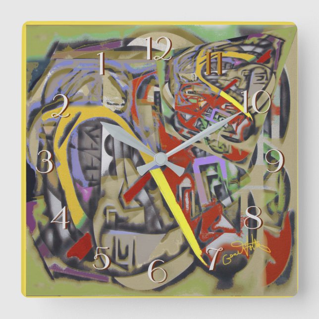    GeographicBackward-klocka Fyrkantig Klocka (Framsida)