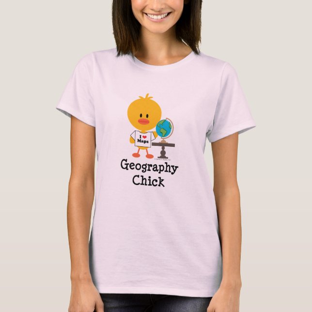 Geography Chick Organic Tee Shirt (Framsida)