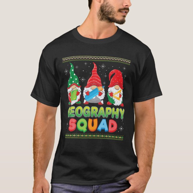Geography Squad jul Gnomes Sweater Ugly Teac T Shirt (Framsida)