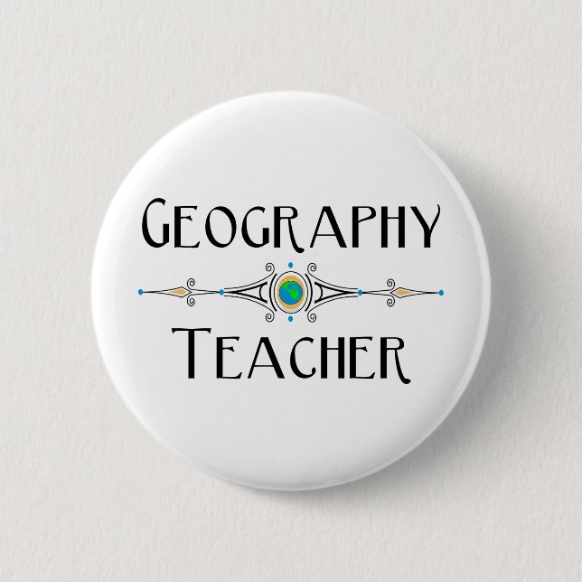 Geography Teacher Decorative Line Knapp (Framsida)