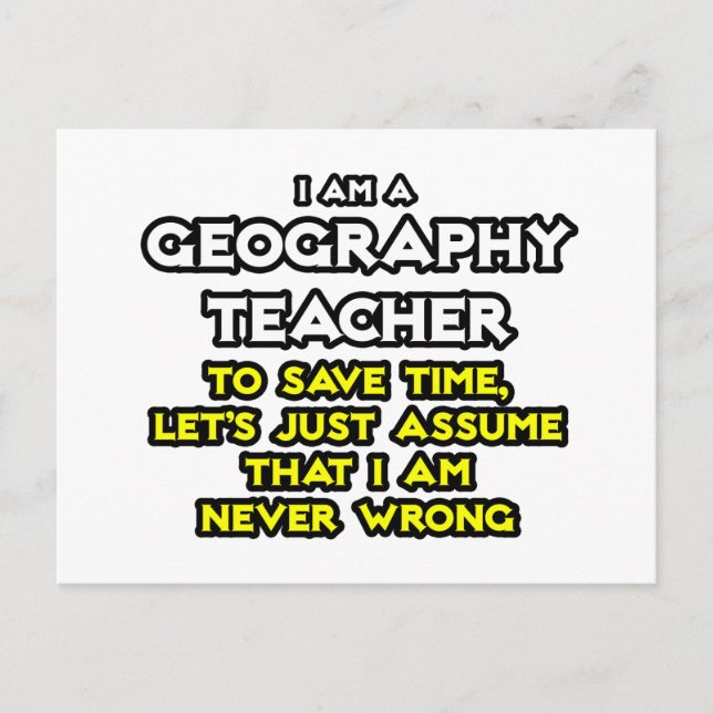 Geography Teacher... Jag har aldrig fel. Vykort (Framsida)